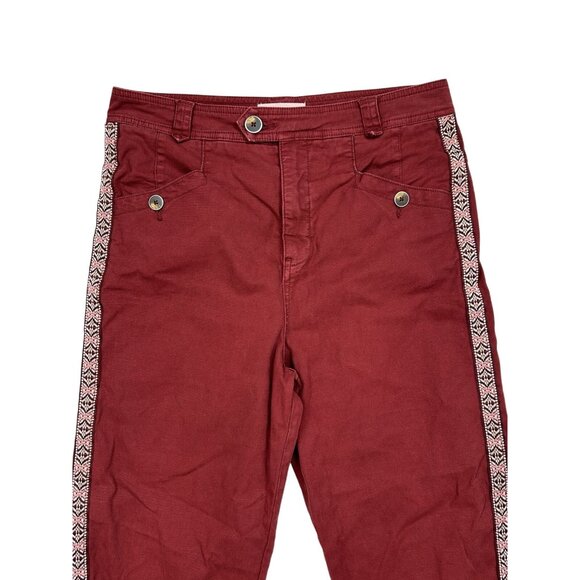 Anthropologie Pants Women Size 6 Maroon Red Ankle Side Striped - Picture 9 of 15